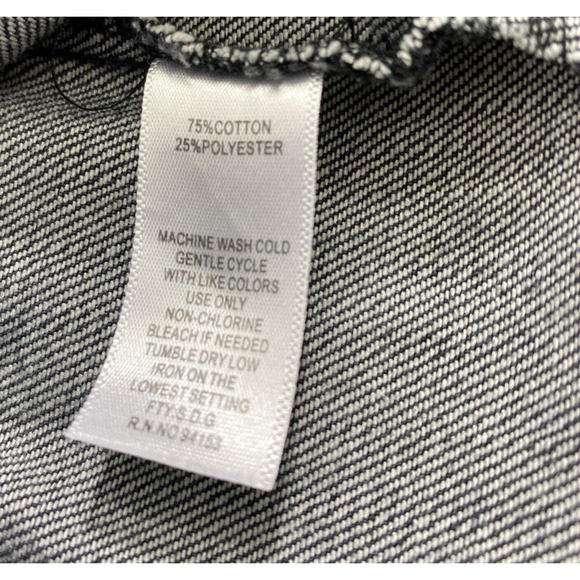 Hannah‎ Jean Jacket Womens Small Black Denim Floral Embroidered Button Down - Picture 5 of 15